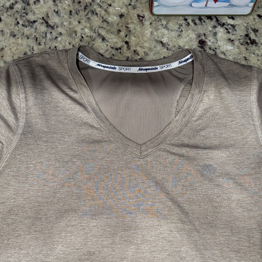 Aeropostale Sport Tan V-Neck Tee ladies women’s long sleeve shirt